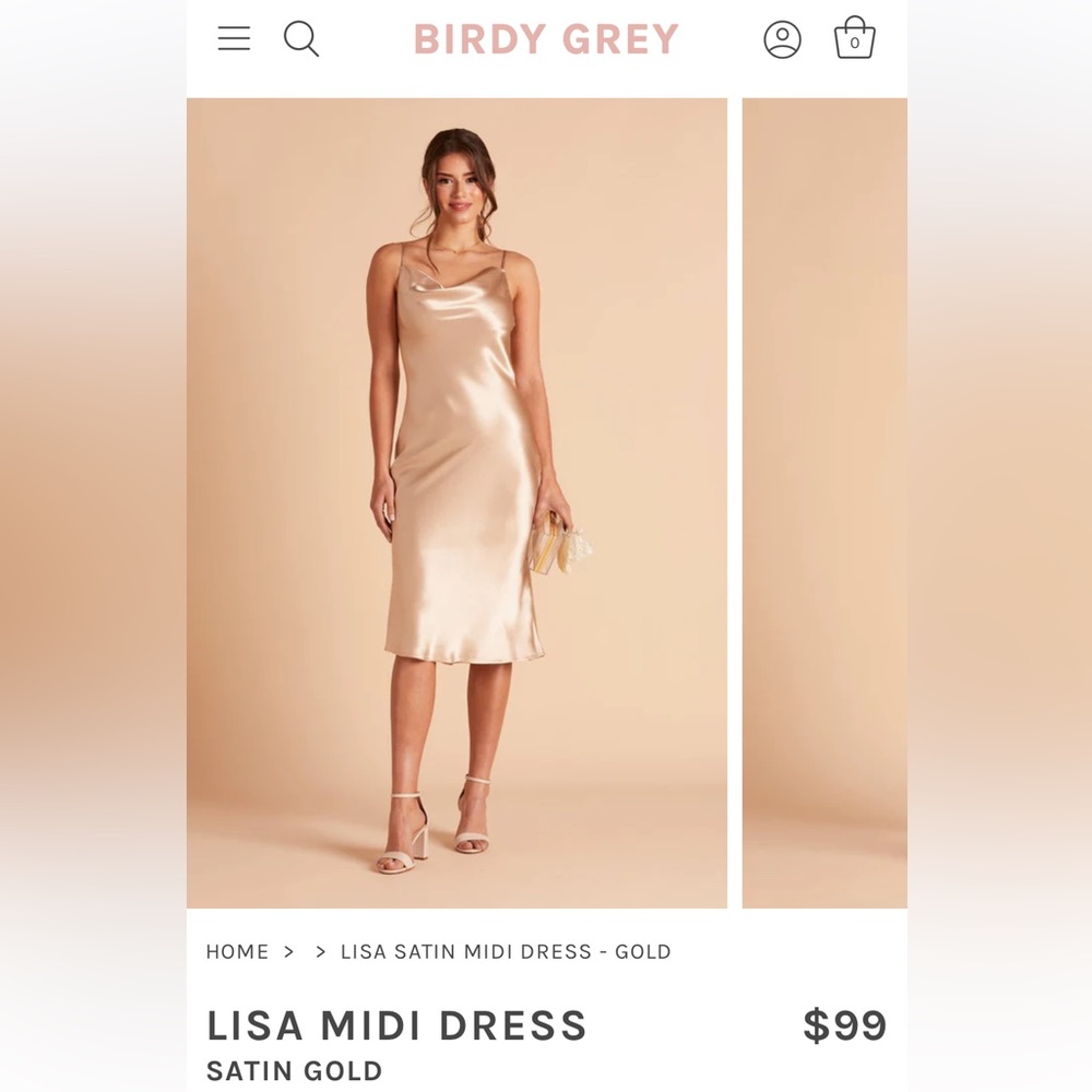 Birdy Grey Lisa Midi Dress in Satin Gold